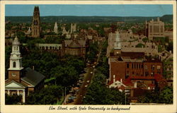 Elm Street, with Yale University in background New Haven, CT Postcard Postcard