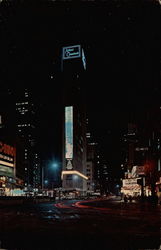 Times Square, New York City, N.Y. night view of the new Allied Chemical Tower Building Postcard