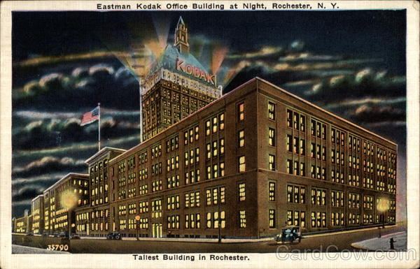 Eastman Kodak Office Building at Night Rochester New York