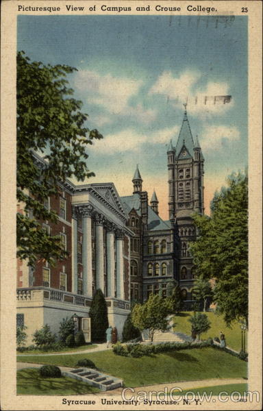 Picturesque View of Campus and Crouse College, Syracuse University New York