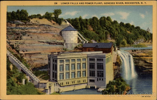 Lower Falls and Power Plant Genesse River Rochester New York