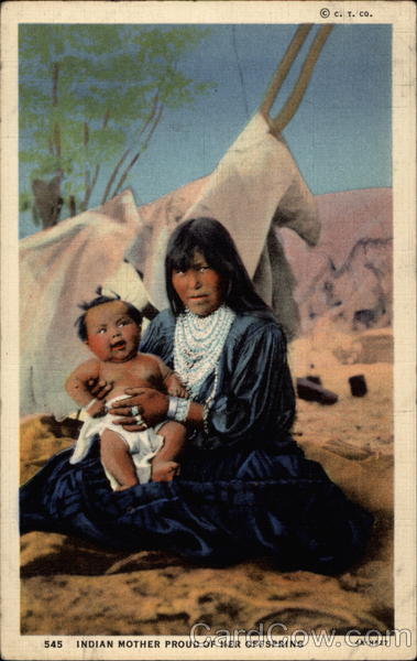 Indian Mother Proud of her Offspring Native Americana