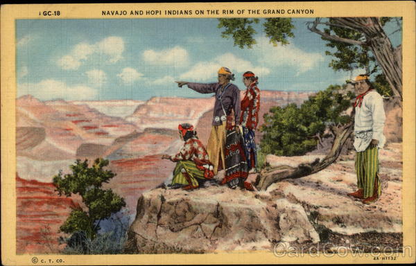 Navajo and Hopi Indians on the Rim of the Grand Canyon