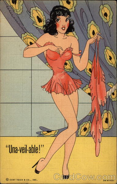Una-veil-able Cartoon of woman taking off lingerie