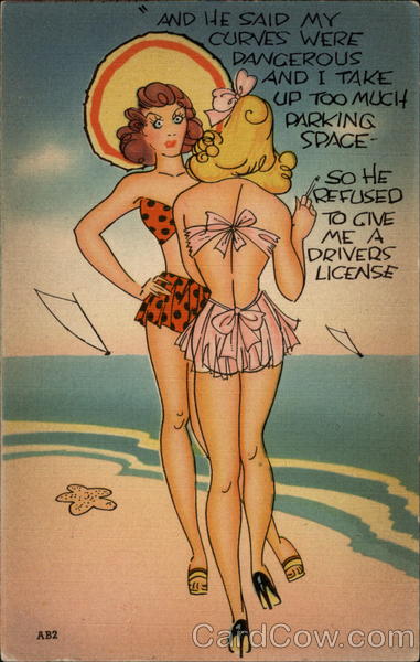 Two Women in Bikinis on the Beach Swimsuits & Pinup
