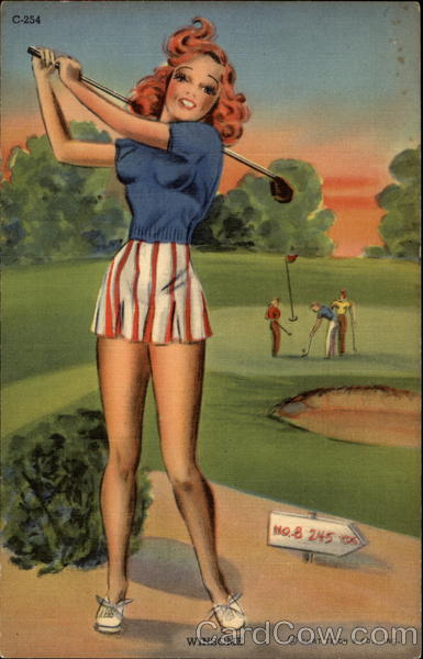 Beautiful Woman on Golf Course Winsome Swimsuits & Pinup