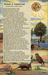 Texas a Paradise Poems & Poets Postcard Postcard