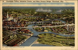 Cuyahoga Valley, Industrial Center and Main Avenue Bridge Cleveland, OH Postcard Postcard