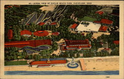 Aerial View of Euclid Beach Park Cleveland, OH Postcard Postcard