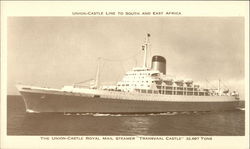 Union-Castle Line to South and East Africa - The Union-Castle Royal Mail Steamer "Transvaal Castle" Boats, Ships Postcard Postcard