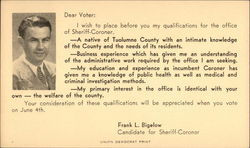 Frank L. Bigelow, Candidate for Sheriff-Coroner Postcard