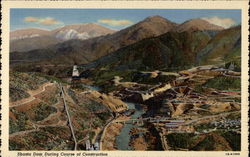Shasta Dam During Course of Construction Postcard