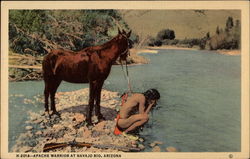 Apache Warrior at Navajo Rio Postcard