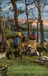 Blackfeet Indian, Showing his newly acquired war bonnet Postcard