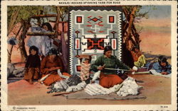 Navajo Indians Spinning Yarn for Rugs Postcard