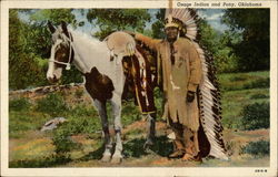 Osage Indian and Pony Postcard