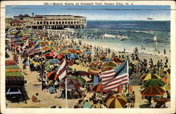 Beach Secene at Concert Hall Ocean City, NJ Postcard Postcard