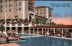 Crowd Watching Water Sports At The Miami Biltmore Pool Postcard