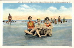 Bathing in the Atlantic Ocean, Carolina Beach Postcard