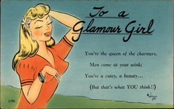 To a Glamour Girl Swimsuits & Pinup Postcard Postcard