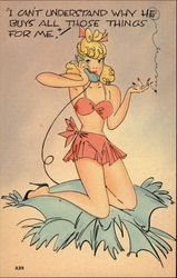 Woman in Bikini on Phone Swimsuits & Pinup Postcard Postcard