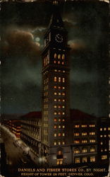 Daniels and Fisher Stores Co., By Night Postcard