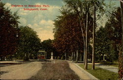 Entrance to Beardsley Park, Bridgeport, Conn Postcard