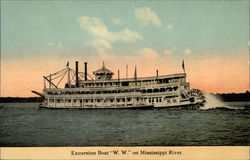 Excursion Boat "W. W." on Mississippi RIver Riverboats Postcard Postcard