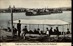 Freight and Passenger Boats on the Missouri, Pierre in the Background Postcard