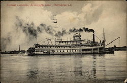 Steamer Columbia, Mississippi River Davenport, IA Postcard Postcard