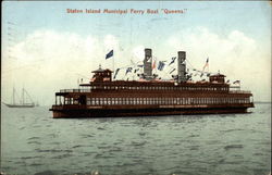 Staten Island Municipal Ferry Boat "Queens." Ferries Postcard Postcard