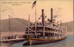 Island Queen landing at Coney Island Postcard