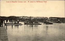 Scene at Beautiful Conesus Lake - Al abord for McPherson Point Livonia, NY Postcard Postcard