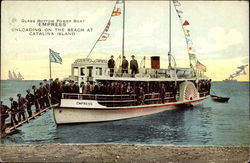 Glass Bottom Power Boat 'Empress' Unloading on the Beach at Catalina Island Postcard