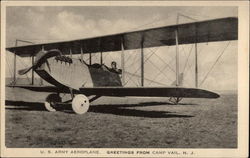 U.S. Army Aeroplane. Greetings from Camp Vail Postcard