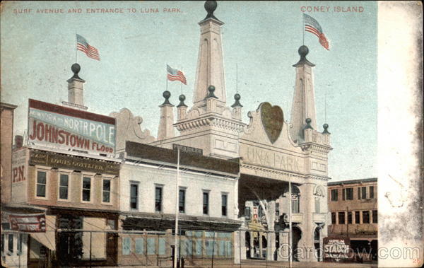 Surf Avenue and Entrance to Luna Park, Coney Island New York