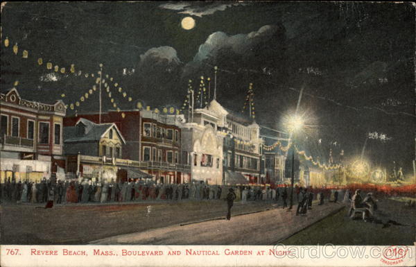 Boulevard and Nautical Garden at Night Revere Beach Massachusetts