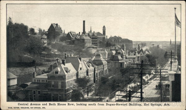 Central Avenue and Bath House Row from Dugan-Steward Building Hot Springs Arkansas