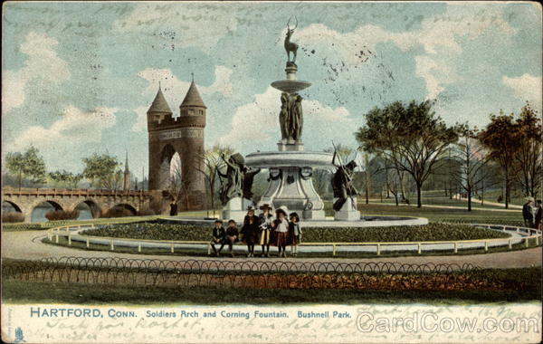 Soldiers Arch and Corning Fountain. Bushnell Park Hartford Connecticut