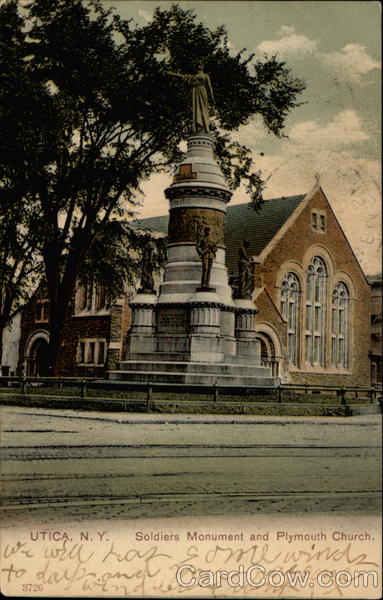 Soldiers Monument and Plymouth Church Utica New York