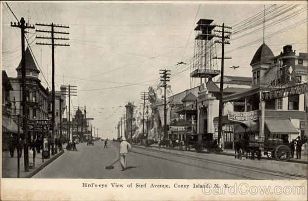 Bird's-eye View of Surf Avenue Coney Island New York