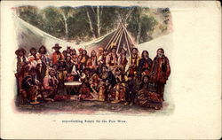 Getting Ready for the Pow Wow Native Americana Postcard Postcard