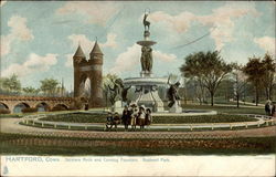 Soldiers Arch And Corning Fountain. Bushnell Park Hartford, CT Postcard Postcard