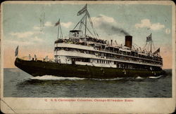 S.S. Christopher Columbus Chicago-Milwaukee Route Postcard
