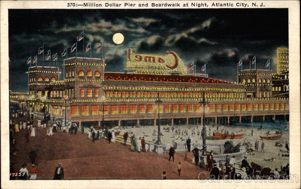 Million Dollar Pier and Boardwalk at Night Atlantic City New Jersey