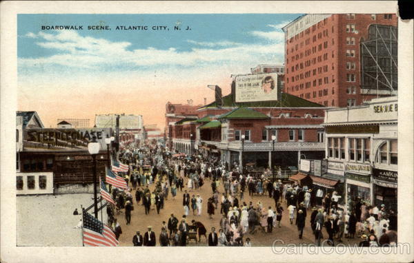 Boardwalk Scene, Atlantic City, N.J New Jersey