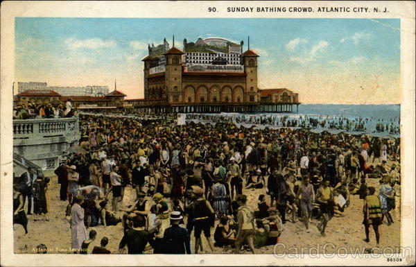 Sunday Bathing Crowd Atlantic City New Jersey