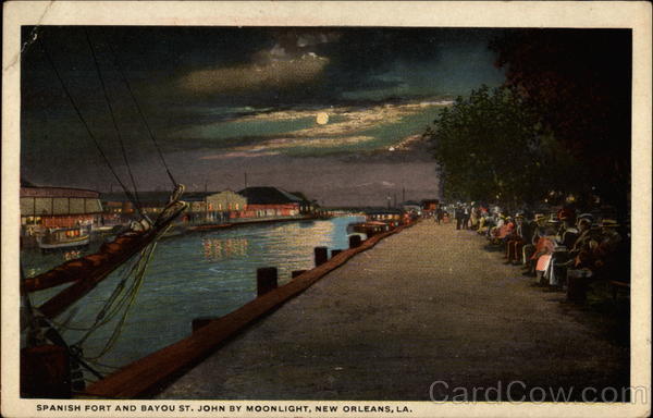 Spanish Fort and Bayou St. John by Moonlight New Orleans Louisiana