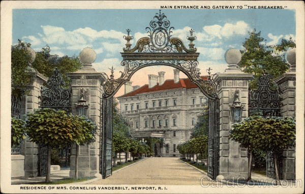 Main Entrance and Gateway to The Breakers. Newport Rhode Island
