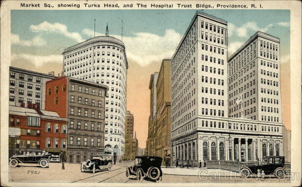 Market Square, Showing Turks Head and the Hospital Trust Buildings Providence Rhode Island